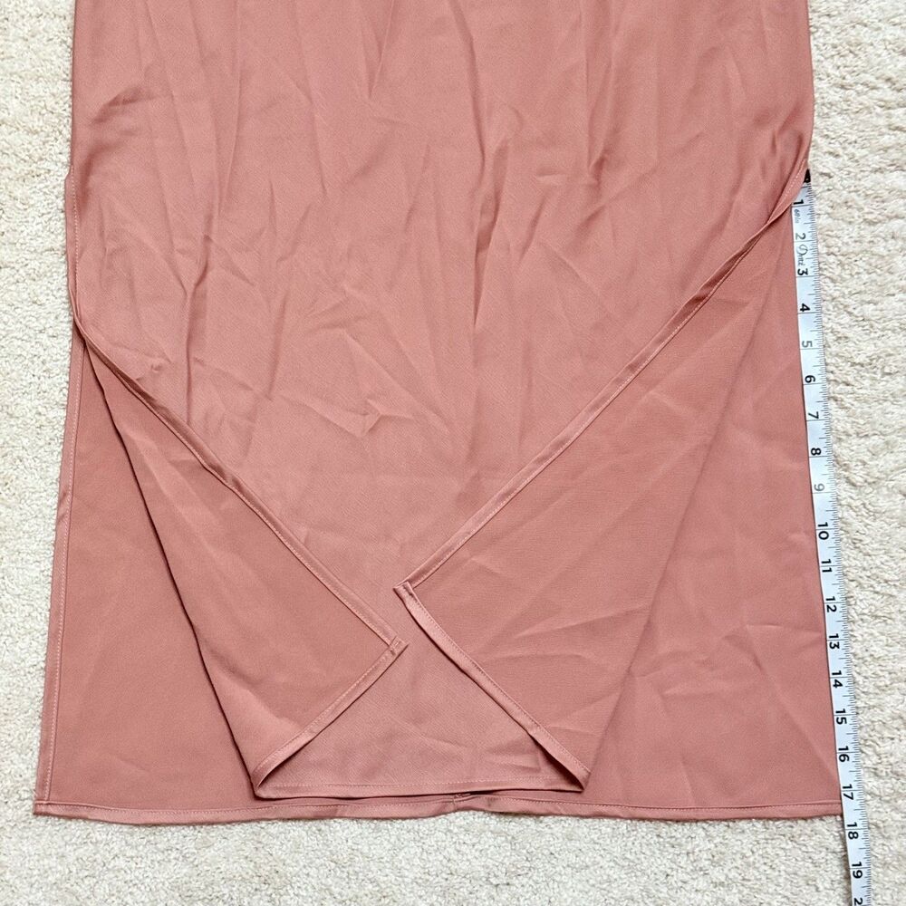 NWT BHLDN Cowl Neck Maxi Side Slit Slip Dress Dusty Rose Orange Pink 10 - Picture 4 of 12